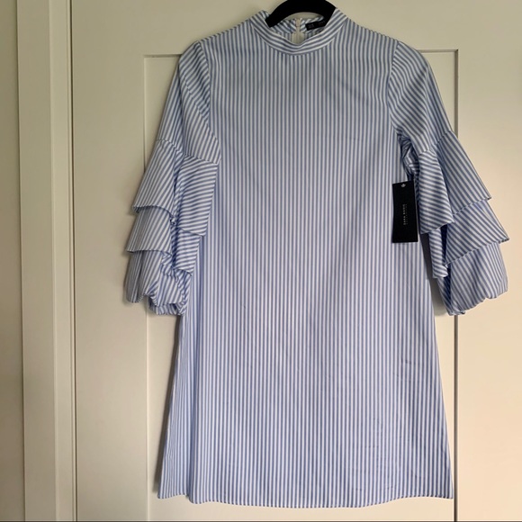 Zara | Striped Tunic Ruffled Sleeve Dress - Picture 7 of 14